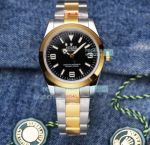 High Replica Rolex Explorer Watch Black Face 2-Tone Yellow Gold strap Yellow Gold Bezel  41mm
